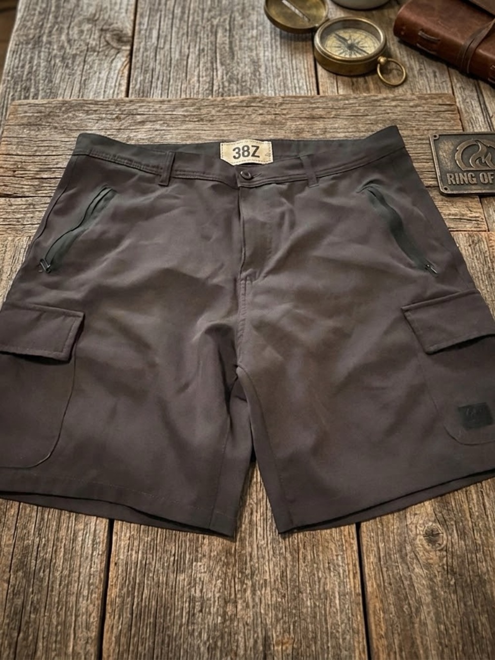 Ring of Fire Brown Cargo Shorts with Zip Pockets